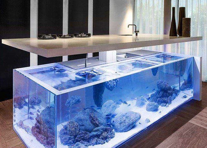 model meja ruang tamu aquarium unik