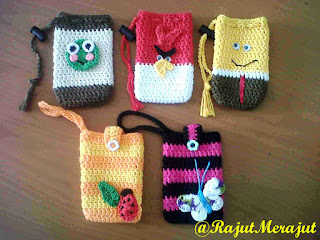 Crochet Cellphone, Kantong HP Rajut, Pouch Rajut