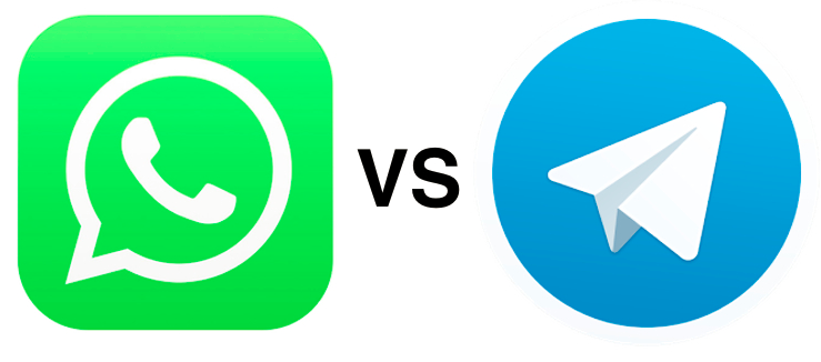 Telegram vs whatsapp logo