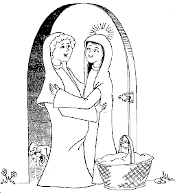 Visita de la Virgen María a su prima Isabel colorear