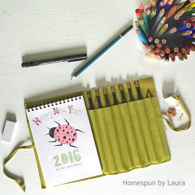 homespun by laura daily doodle ladybug colored pencil sketch sketchbook