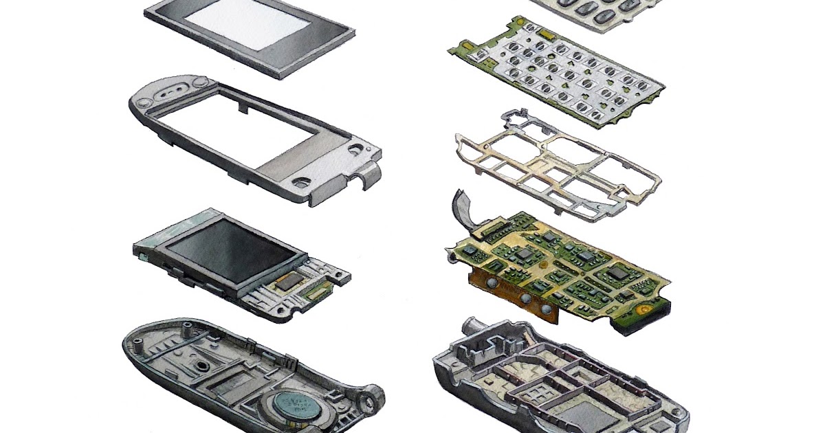 Alexis Demetriades Science Illustration Exploded Cell Phone