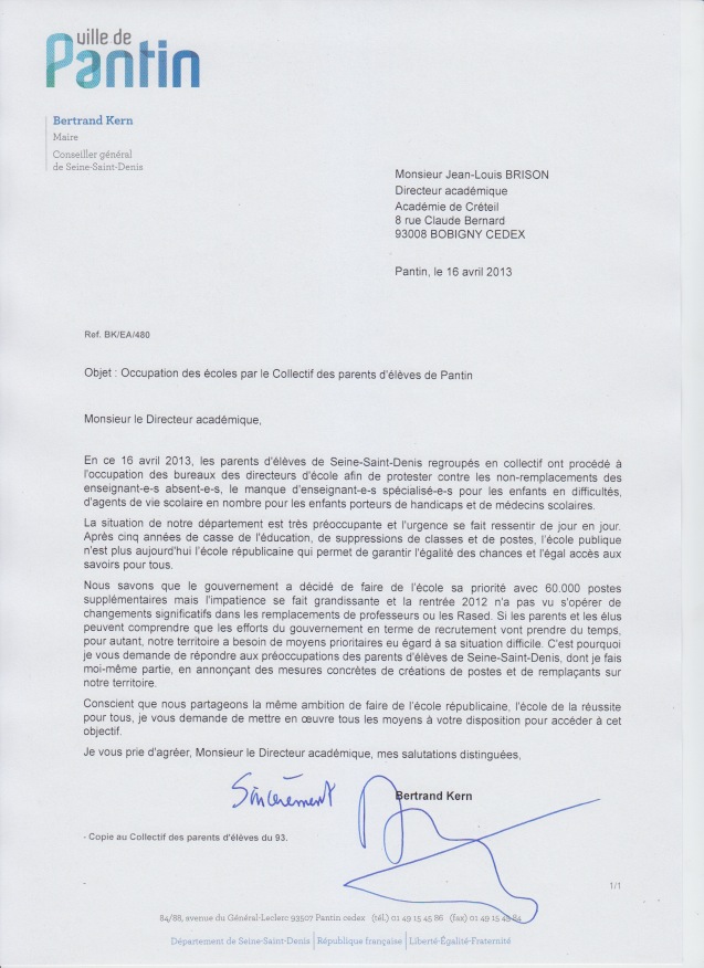 JOURNÉE POUR L'ÉCOLE DU 93 Soutiens