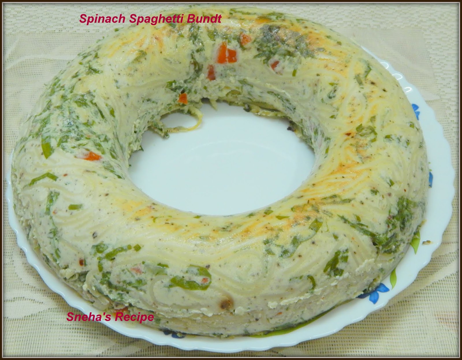 Spinach Spaghetti BundtBundtBakers Sneha's Recipe