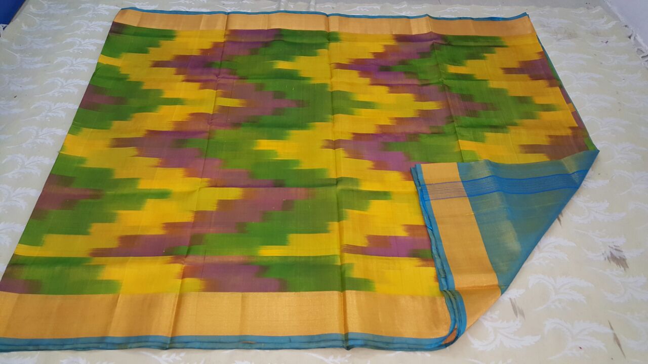 Indian Traditional Handloom Sarees: Multi Colors Uppada Pure Silk Sarees
