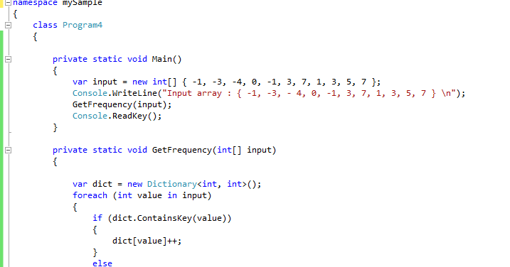 DotNet Blogs: C# Program to display the frequency of occurrence of each ...