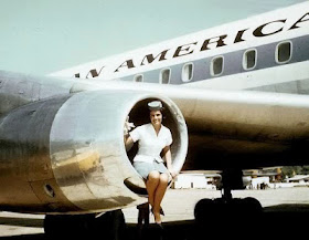 Pan Am stewardess finds the orifice too tight