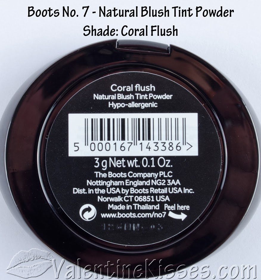 Valentine Kisses Boots No. 7 Natural Blush Tint Powder in Coral Flush pics, swatches, review