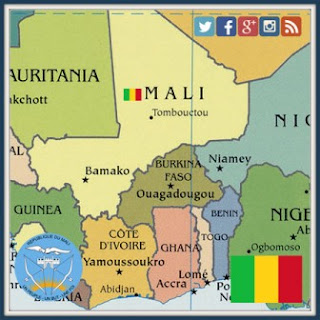 Malian flag with map of Mali