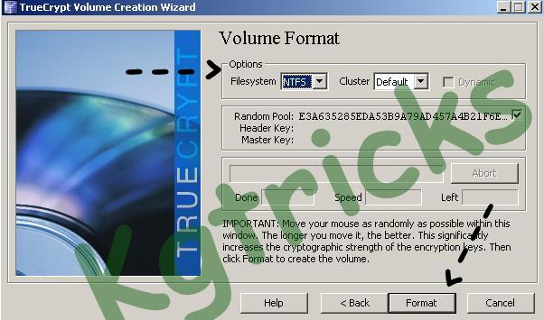 Select the File Type for the Encrypted Volume