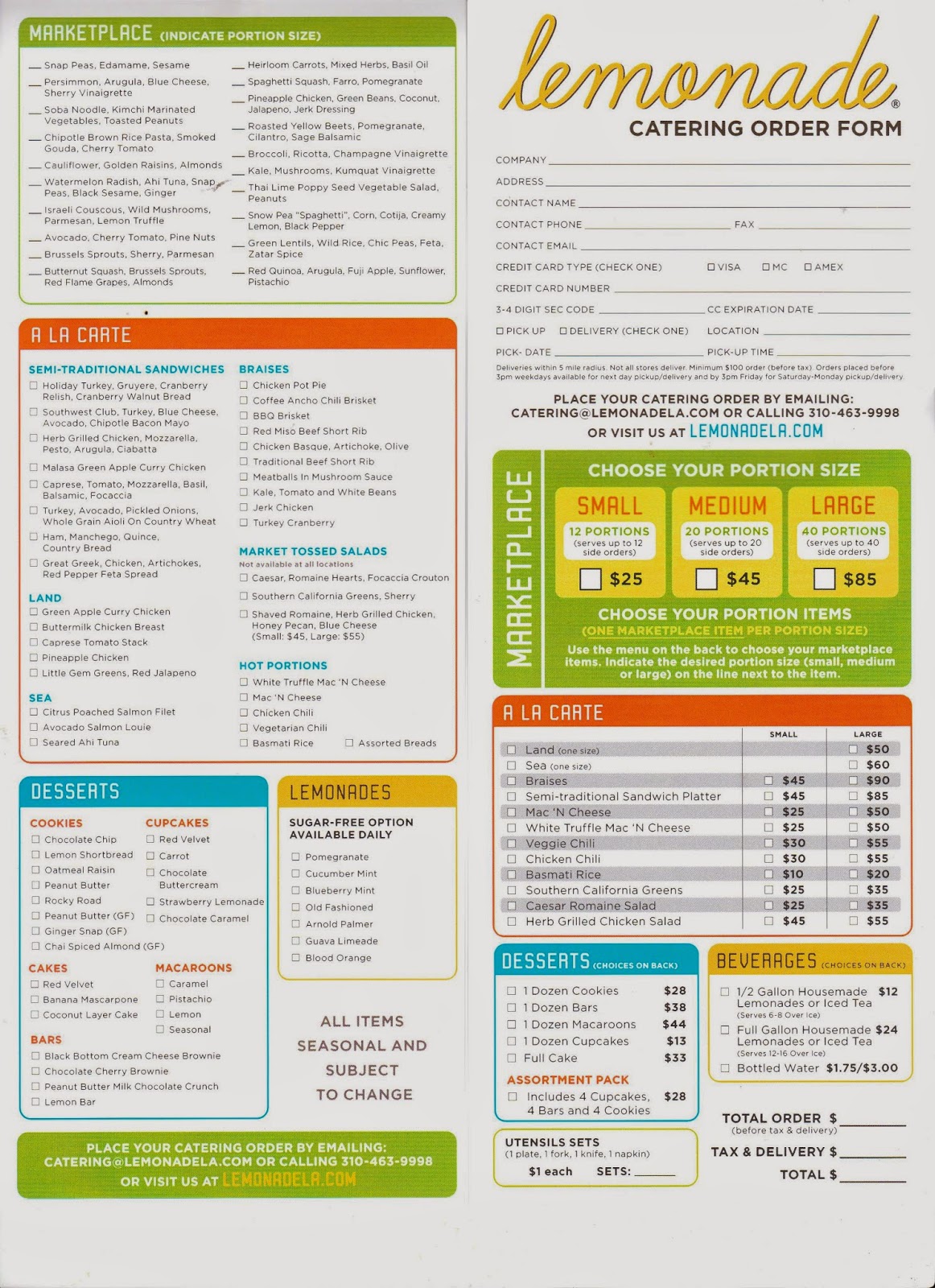 Vc Menu Lemonade Pasadena Usc Los Angeles Westlake