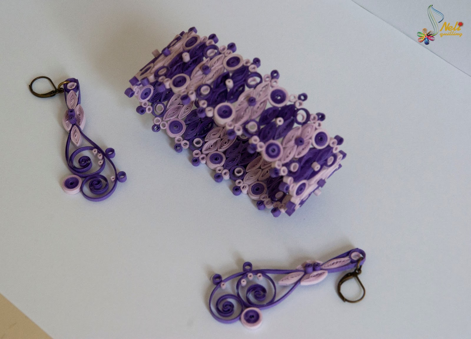 Neli Quilling Art Quilling bracelet and earrings