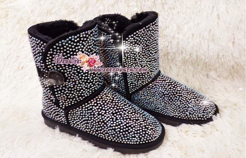 PROMOTION WINTER Bling and Sparkly Strass Black Bailey SheepSkin UGG ...
