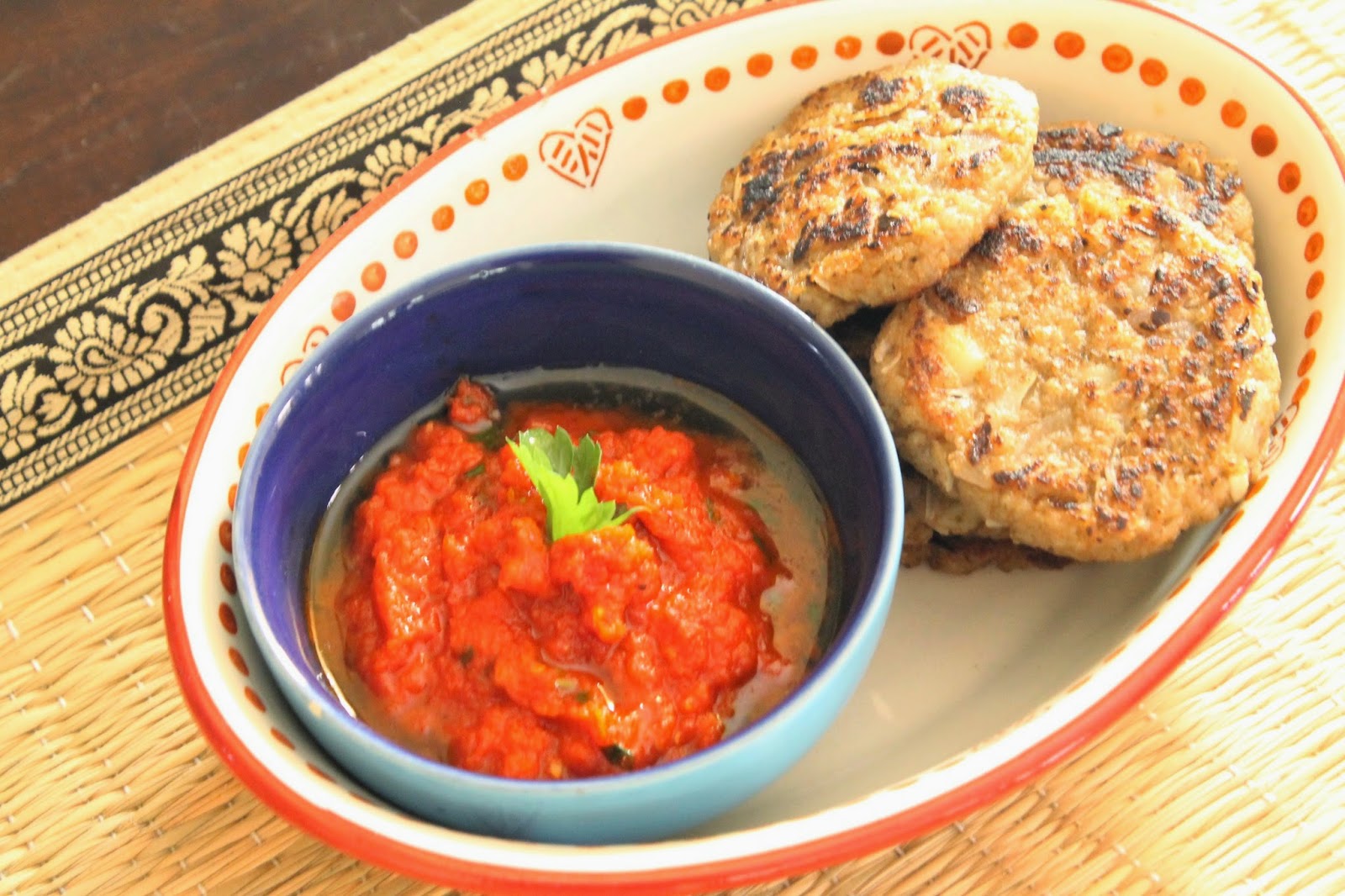 Two Guys in a Kitchen Millet patties with tomato coulis