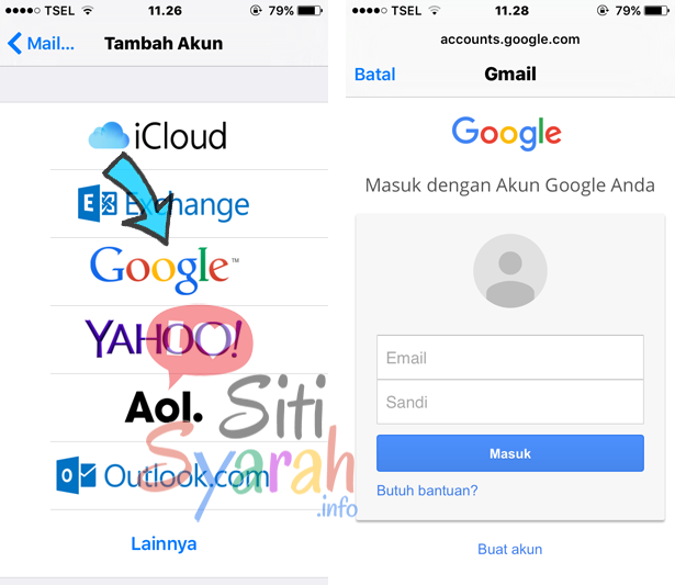 menambah email di iPhone