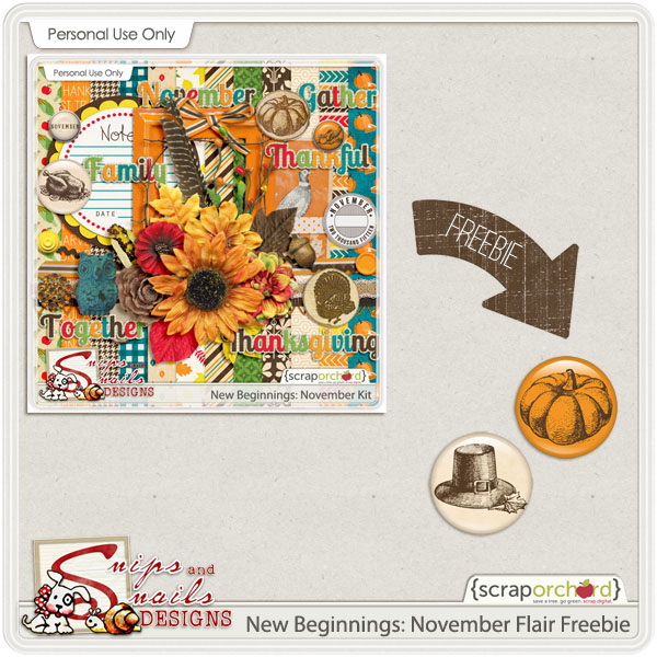 New Beginnings: November Flair Freebie by Snips and Snails Designs