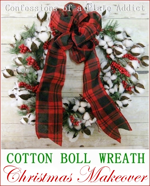 Confessions Of A Plate Addict Cotton Boll Wreath Gets A Christmas