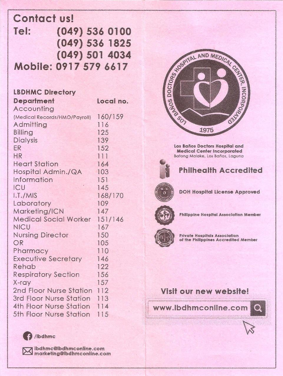 Lbdh Doctors Schedule And Directory