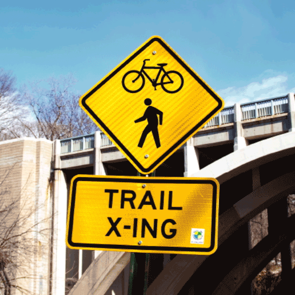 We love Reading Street Signs Animated Pedestrian Trail XIng Sign
