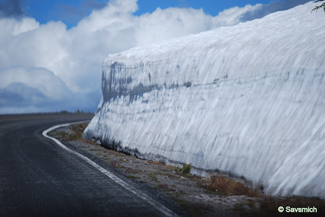 snow accumulated near crater lake