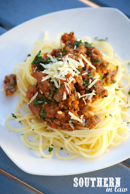 Low Fat Nomato Spaghetti Bolognese Recipe - tomato free pasta recipes, low fat, gluten free, nightshade free, healthy spaghetti bolognaise recipe