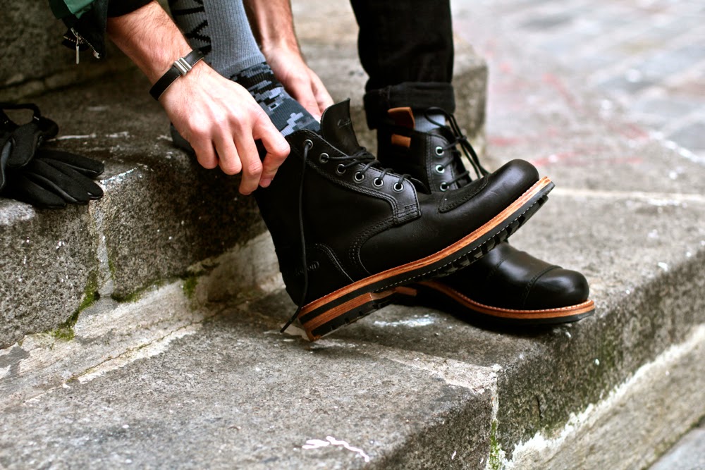 Cayler & Sons camo socks chaussettes - leather cuir bracelet ANtonio Ben CHimol - Clarks x Norton Boots - blog mode homme mensfashion