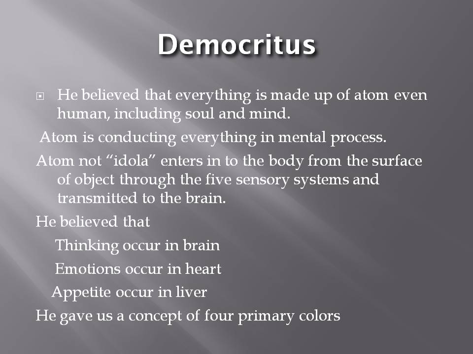 Early Psychological ThoughtGreek Philosophers Health with Hamdani