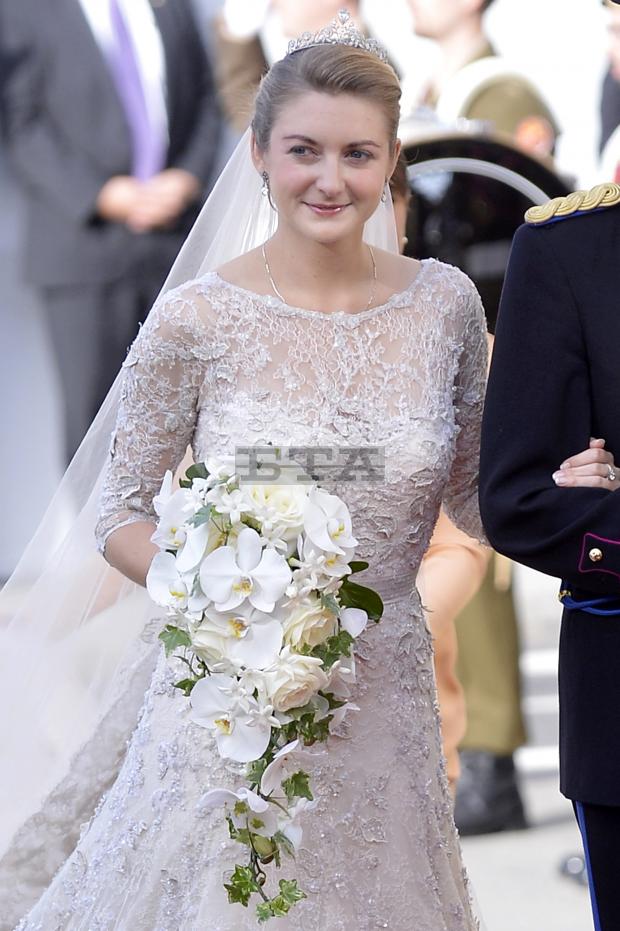 Princess Stéphanie Of Luxembourg Cathedral Wedding Gown And Tiara And If This Train Is Not Grand Enough For You A Four Half Meters Flows From The Waist