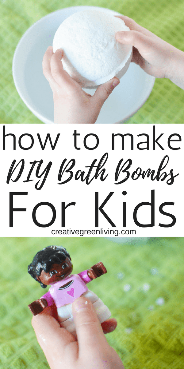 How to make DIY bath bombs for kids! Learn how to make simple 3 ingredient bath bombs for kids that have prizes inside! These simple bath bombs are easy to make at home. You can make them with your favorite essential oils if you'd like but you could leave them unscented, too. These are perfect to make with kids and for kids. #creativegreenliving #bathbombs#DIYbathbombs #diybath#howtomakebathbombs#bathbombrecipe #kids #kidscraft #kidsbathbombs #simplebathbombs #DIYbeauty