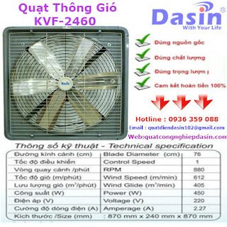 Báo giá quạt thông gió công nghiệp Dasin KVF-2460