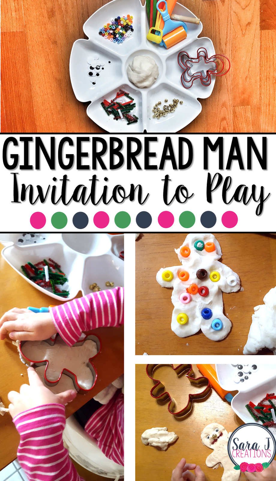Gingerbread man invitation to play with playdough and fine motor practice