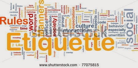 Multicolored word cloud around the word Ettiquette