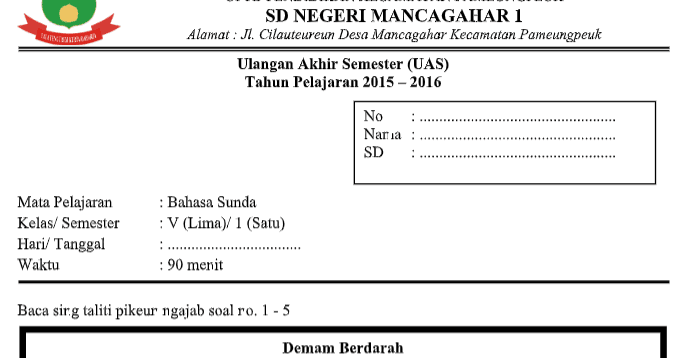 Ulangan Bahasa Sunda Kelas 5 Jual Buku Basa Sunda Urang