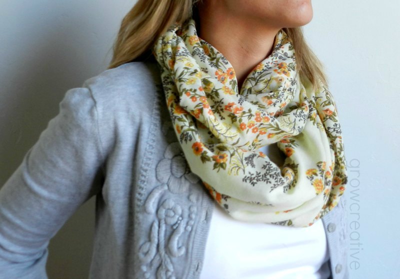 Floral Infinity Scarf made from a thrifted dress: growcreative.blogspot.com