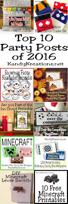We shared lots of fun DIY party projects and printables in 2016 at KandyKreations.net.  Check out your top 10 favorite posts and see what was trending.  Was your favorite on the list?