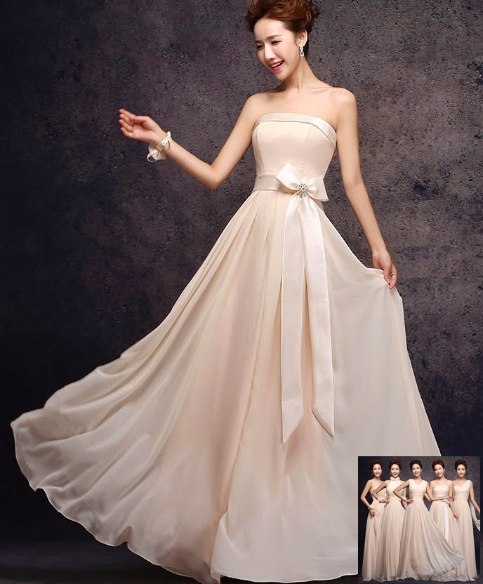 Only 98 Five Design Vanilla Cream Bridesmaids Maxi Dress