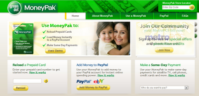 moneypak money paypal card send bank account funds