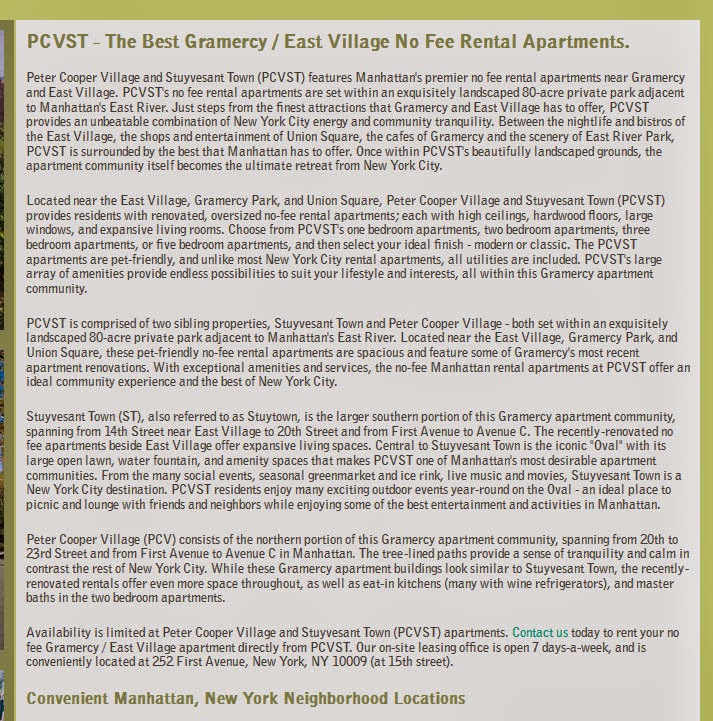 The Stuyvesant Town Report Stuy Town Promotes Itself as a "New York