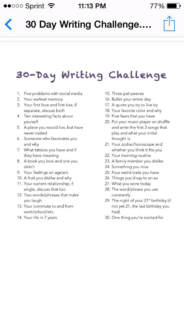 30 Day Writing Challenges: The January 2016 Challenge!