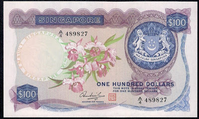 Singapore banknotes money currency 100 Dollars Banknote note bill