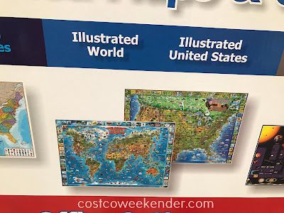 Illustrated World & United States map: great for the classroom or any child's home