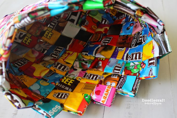 Free Shipping Handmade Large Recycled Materials bag Candy wrapper type