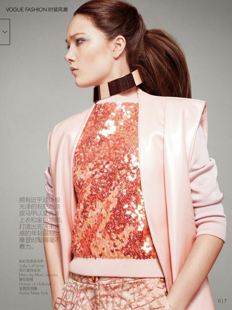 Yumi Lambert is Pretty in Pink for Vogue China by Greg Kadel
