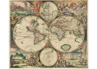 Mapamundi, mapa antiguo, año1689