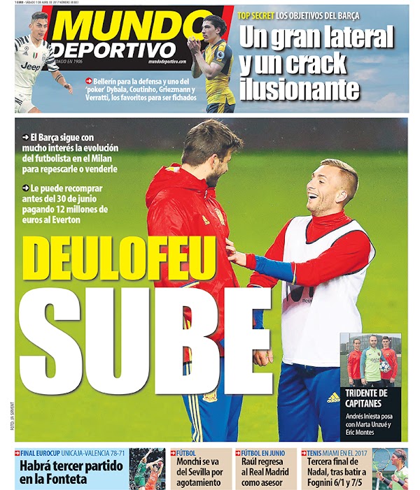FC Barcelona, Mundo Deportivo: "Deulofeu sube"