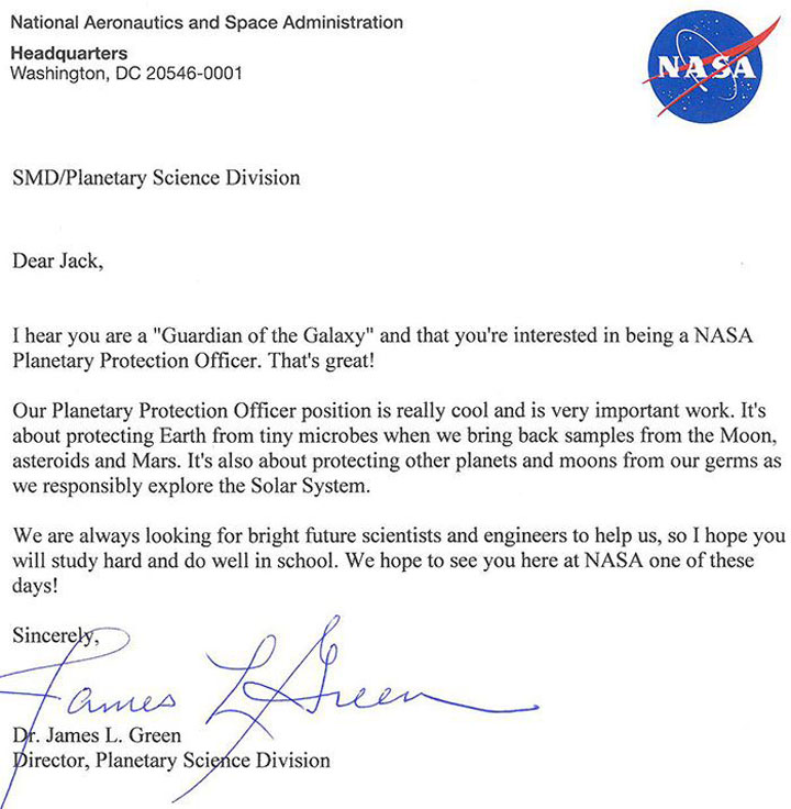Surat Balasan Kerja Budak Lelaki 9 Tahun Mohon Kerja di NASA