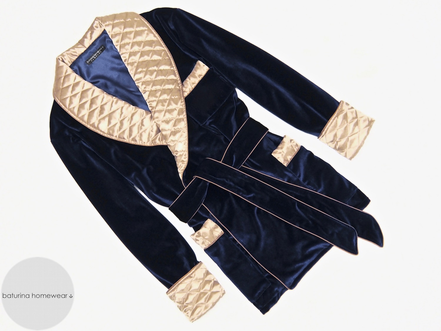 Smoke Blue Velvet Kimono Dressing Gowns | Graham & Green