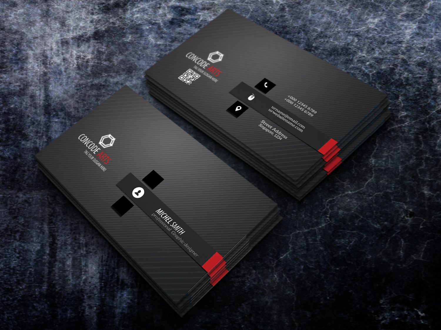 Free Download Black Color Professional Business Cards Vol 106