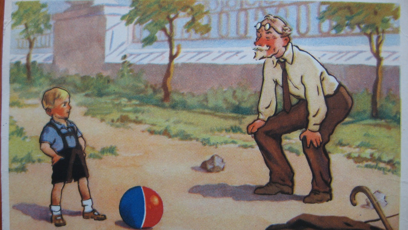 Дедушка играет в футбол. Советские иллюстрации. Советские рисунки детей. Советские открытки счастливое детство. Советское детство иллюстрации.
