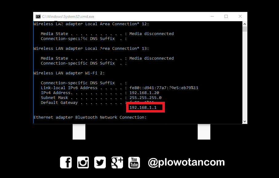 Cara Mengetahui IP Router Dengan IPCONFIG Command Prompt (CMD)